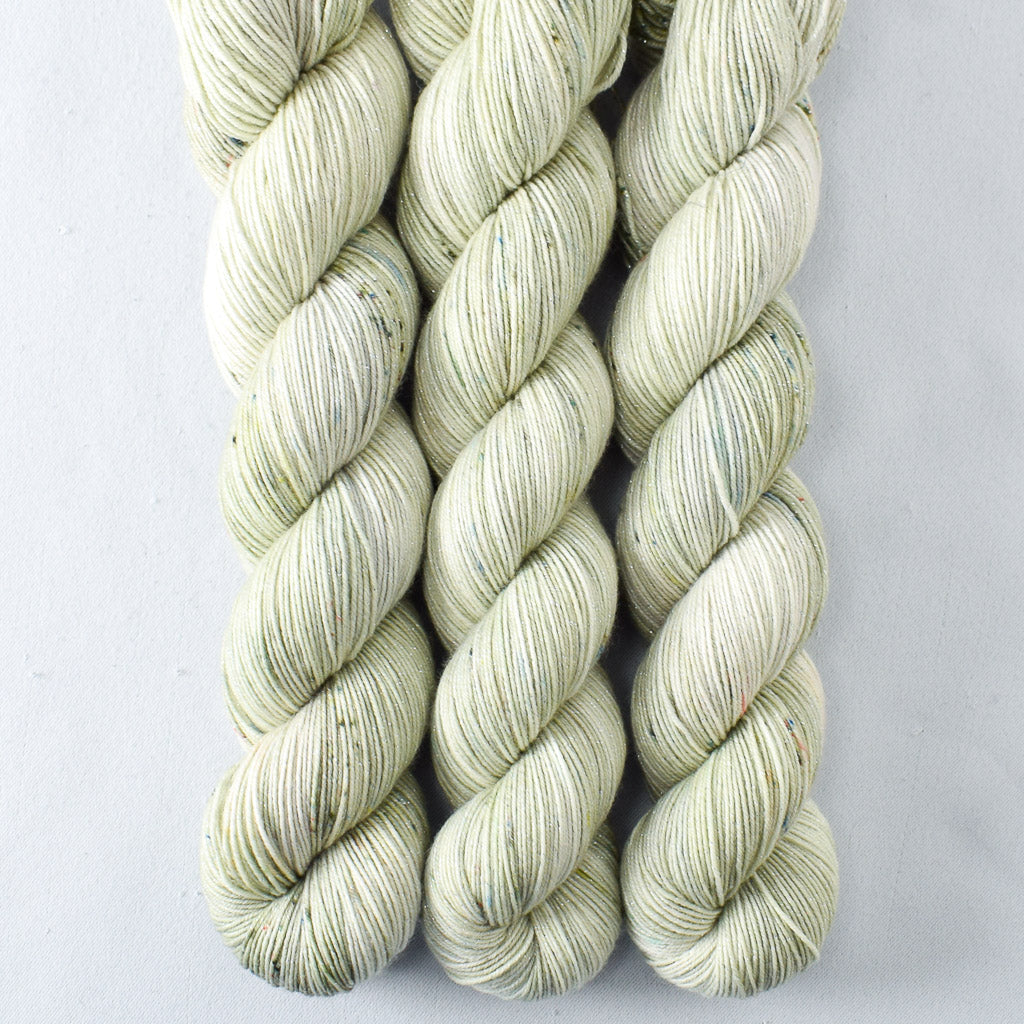 Green Eyed Monster - Miss Babs Estrellita fingering weight superwash merino and Lurex yarn