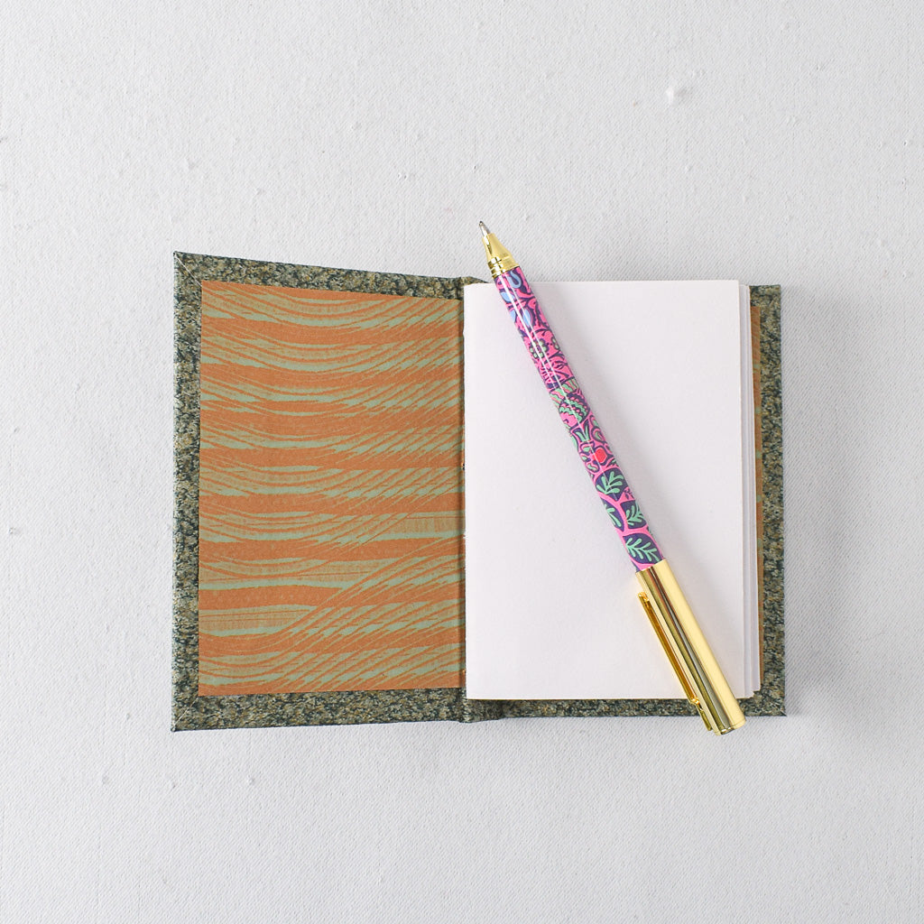 Pocket Handmade Journal with Green Textured Cover