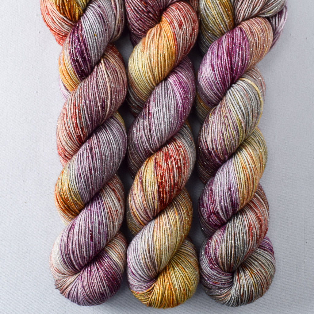 Harvest Plenty - Miss Babs Estrellita fingering weight superwash merino and Lurex yarn