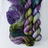 Hillside Lupine - Miss Babs Estrellita fingering weight superwash merino and Lurex yarn
