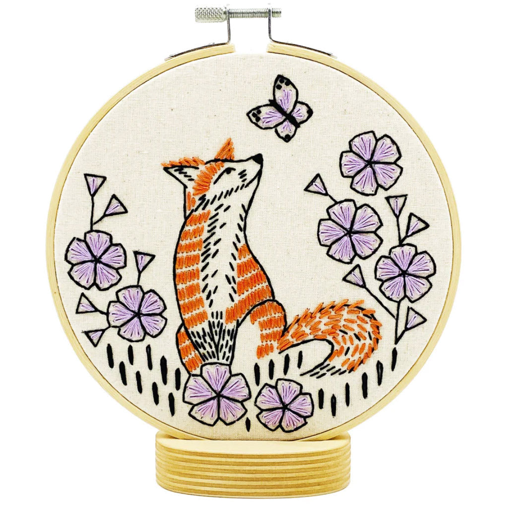 Hook Line and Tinker Fox in Phlox V. 2 Complete Embroidery Kit - Miss Babs Notions