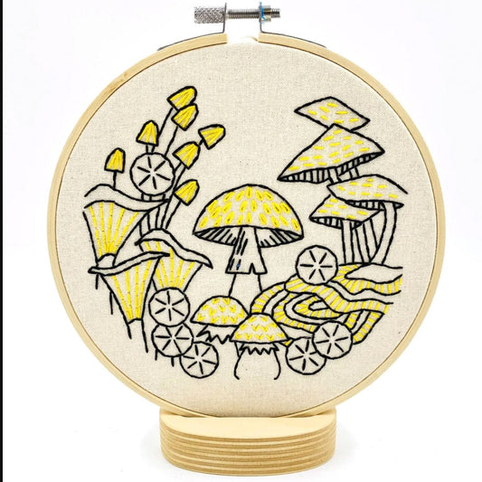 Hook Line and Tinker Mushrooms Complete Embroidery Kit - Miss Babs Notions