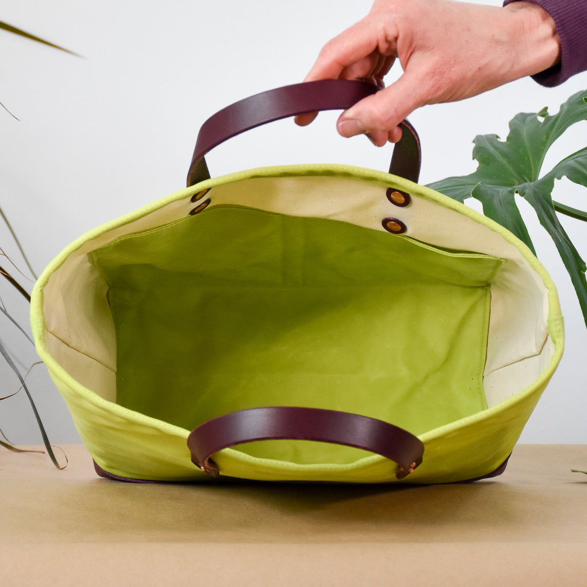 Kiwi with Turquoise Bubbles Bag No. 4 - The Market Bag