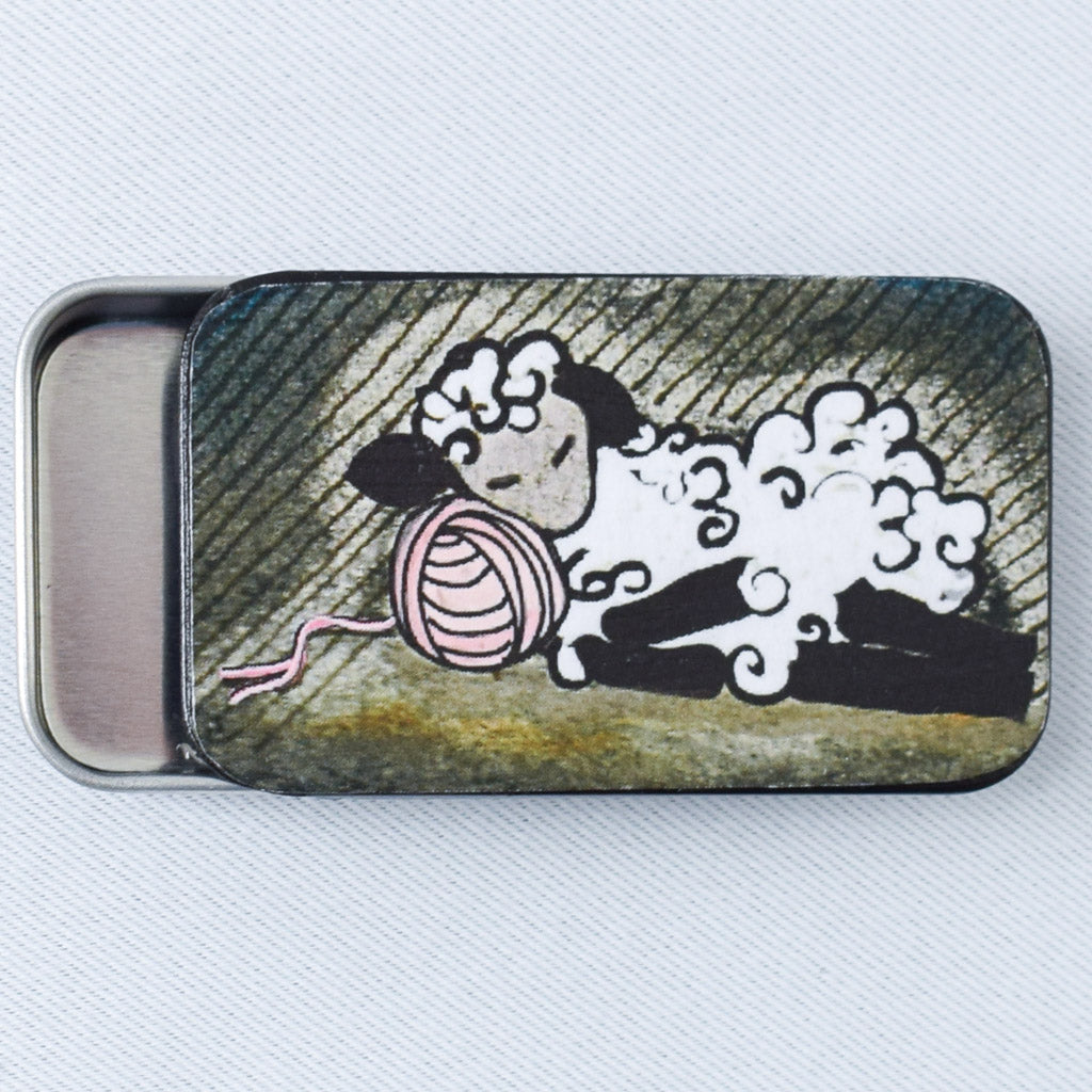 Knitbaahpurl Dozing Pink Sheep Notions Tin - Miss Babs Notions