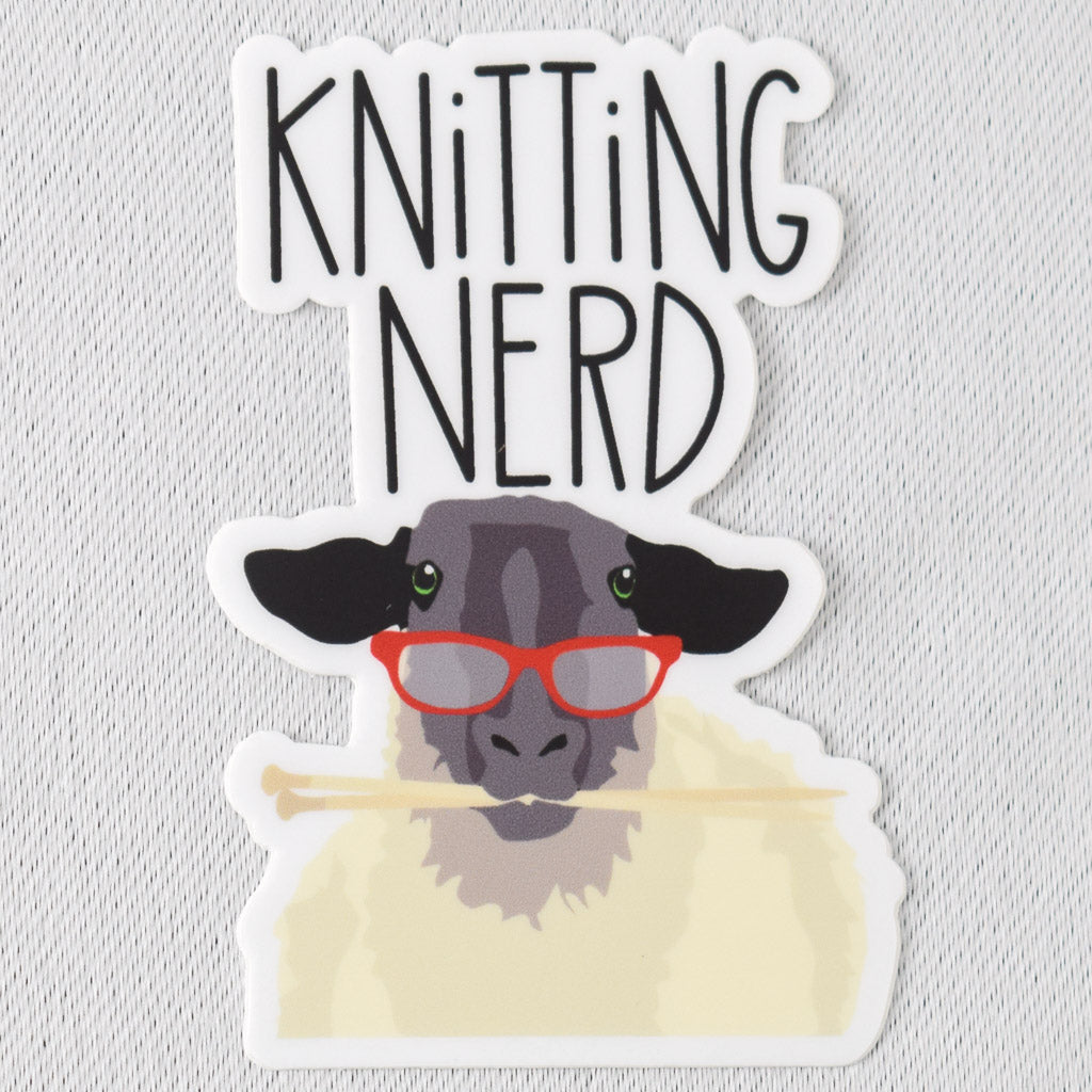 Knitting Nerd Sheep Vinyl Sticker - Miss Babs Notions