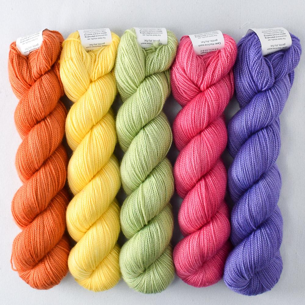 Light Clematis, Spring Green, Sunny, Sweet Pea, Torchbearer - Miss Babs Shawlography Set