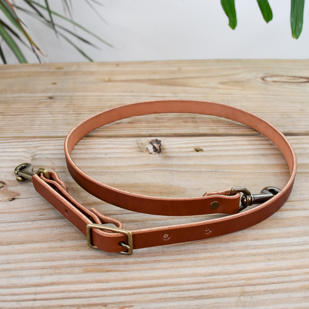 Brown Leather & Antique Brass Handles for Large Zip Project Bag