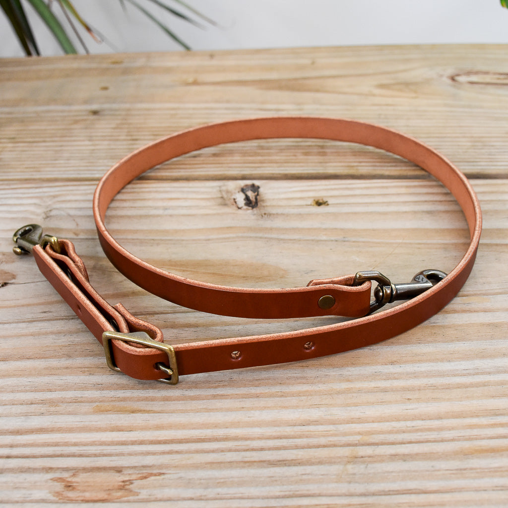 Brown Leather & Antique Brass Handles for Large Zip Project Bag