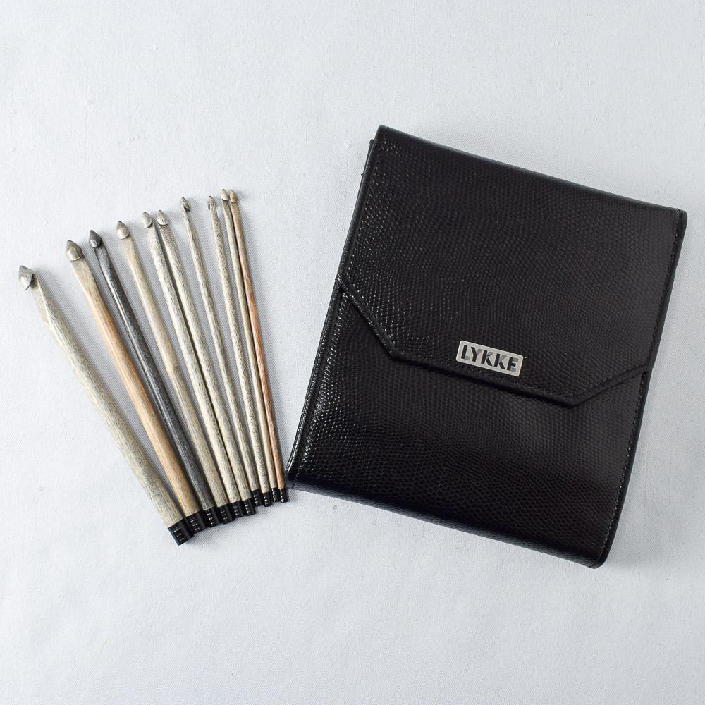 Lykke Driftwood Crochet 6 inch Hook Set -- Black Case - Miss Babs Notions