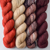 Mahogany, Petrified Forest, Sand Dollar, Turkey Red - Miss Babs Yummy 2-Ply and Estrellita Quartet