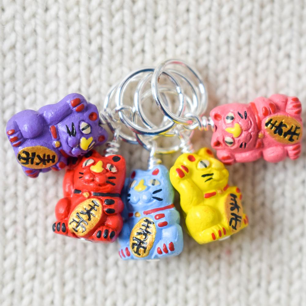 Maneki-neko Stitch Markers Bright - Miss Babs Stitch Markers