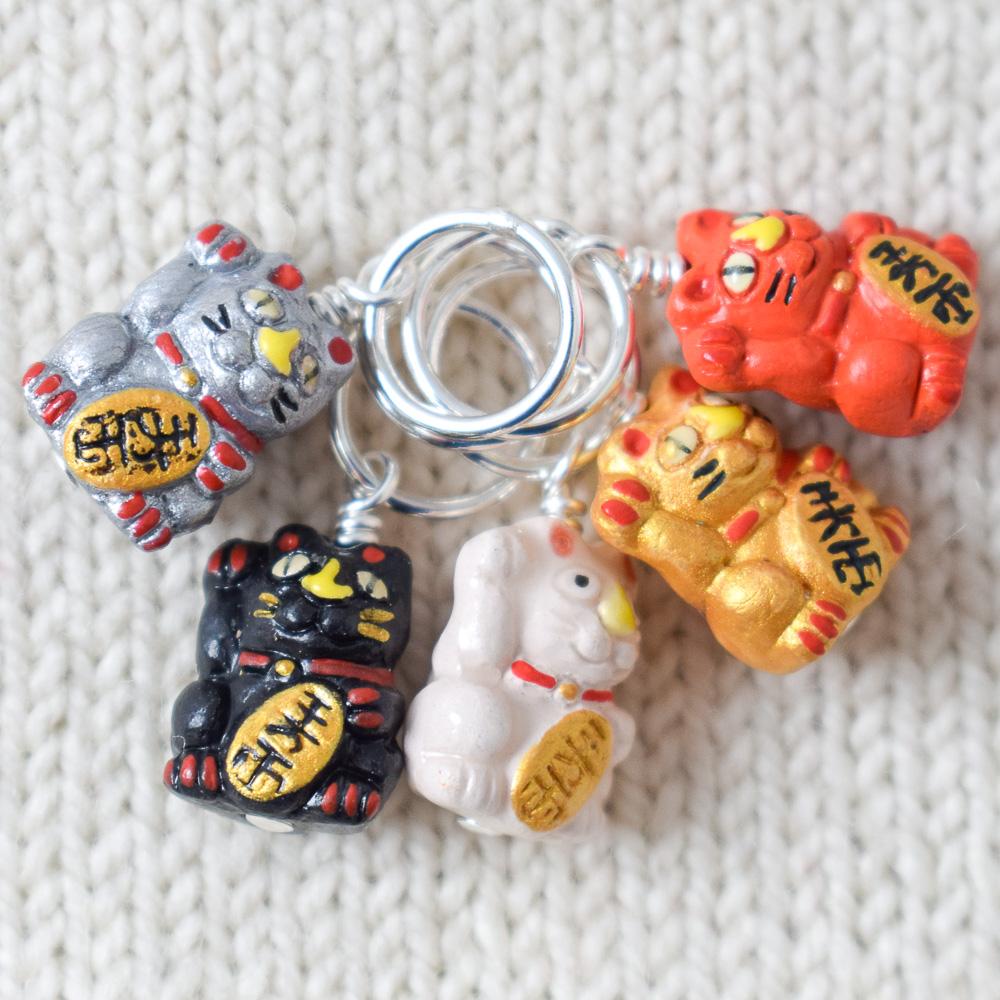 Maneki-neko Stitch Markers Light - Miss Babs Stitch Markers