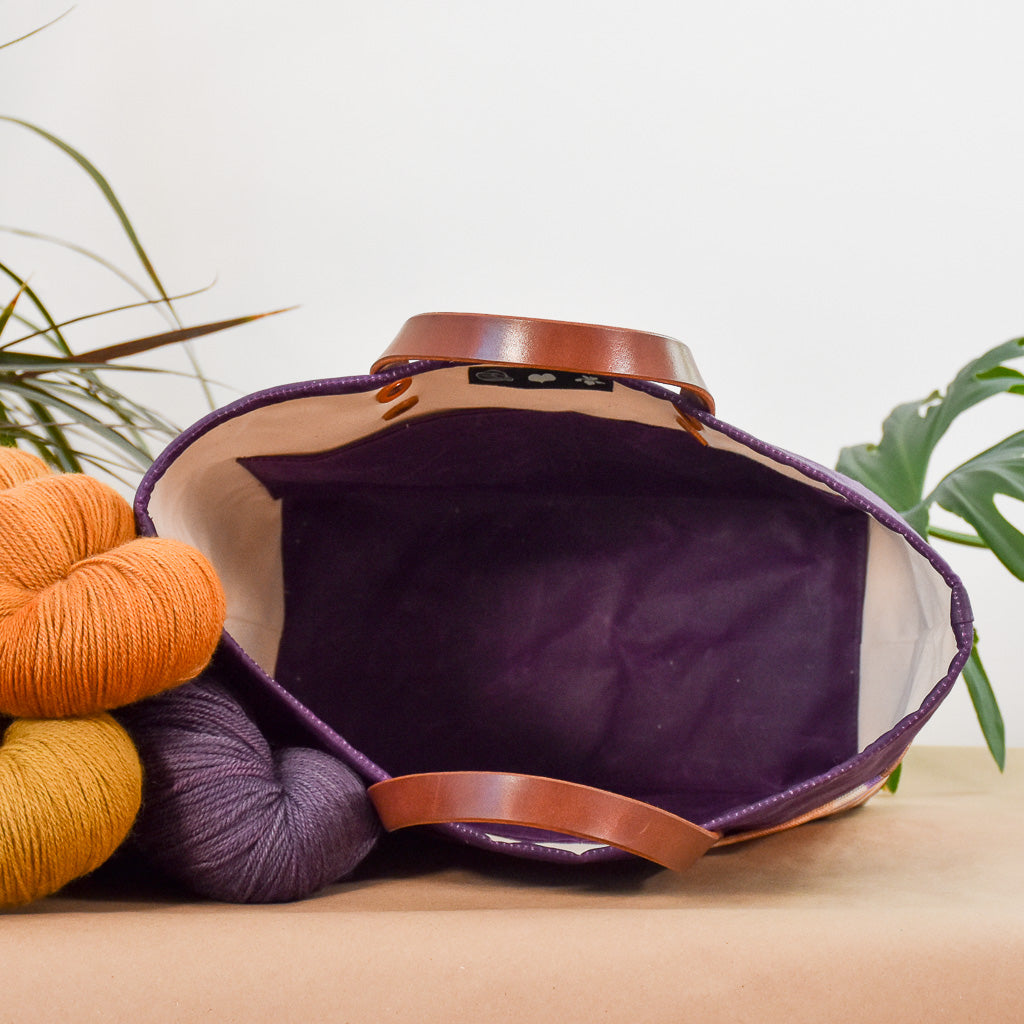 Purple with Oak Leaves Bag No. 4 - The Market Bag