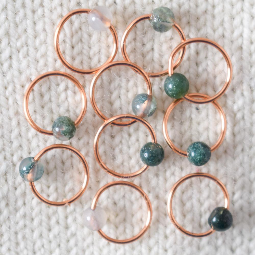 Moss Agate Stitch Markers