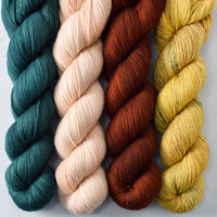 Muslin, Russet, Topaz, Tuscan Sun - Miss Babs Yummy 2-Ply and Estrellita Quartet