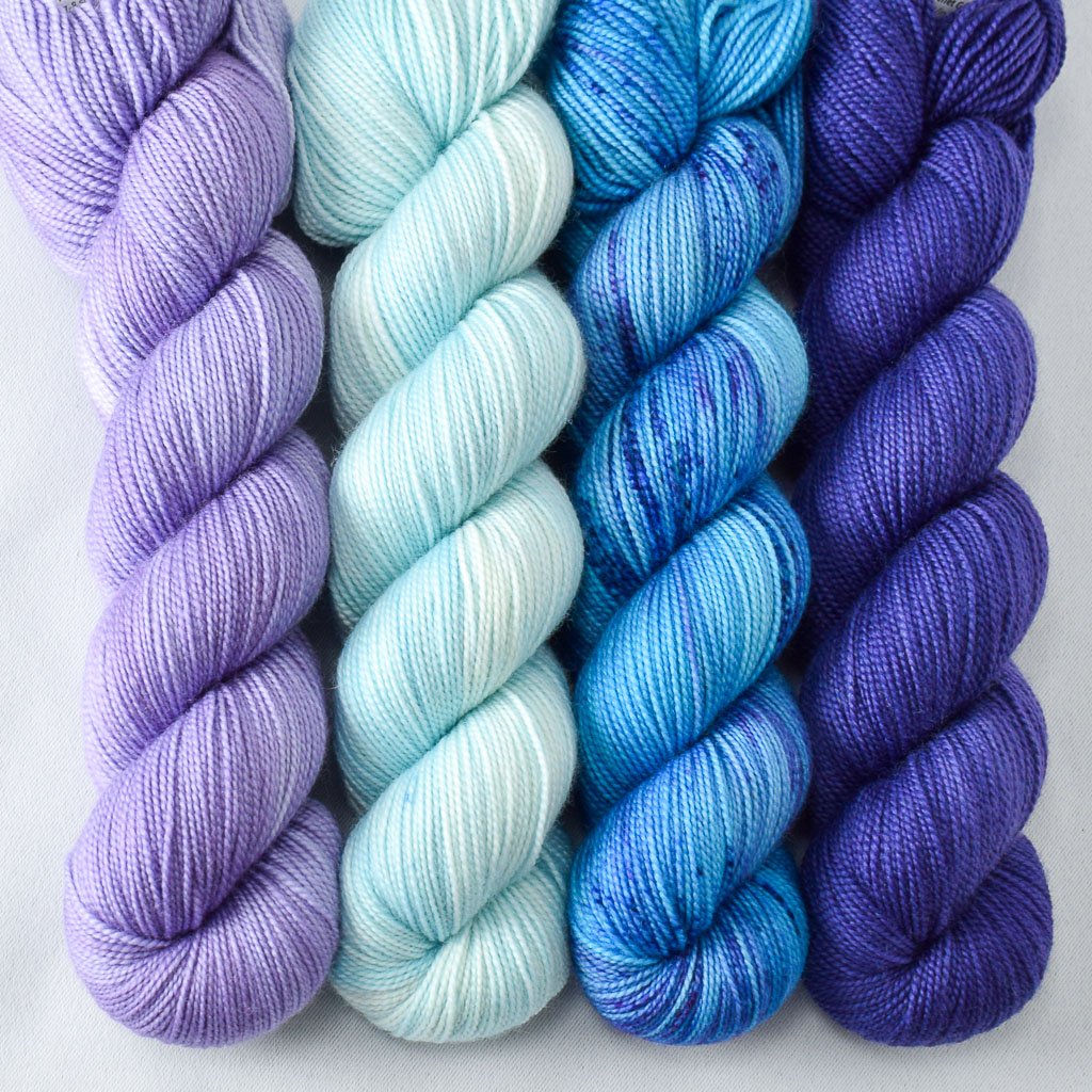 Opaline Violet, World in a Book, Peace and Quiet, Orchid - Miss Babs Yummy 2-Ply Quartet