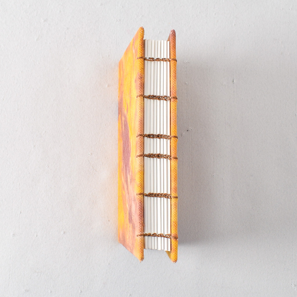 Small Handmade Journal with Orange, Yellow, and Purple Hand Dyed Cover