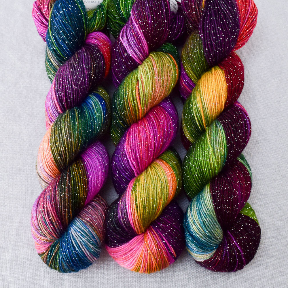 Perfectly Wreckless - Miss Babs Estrellita fingering weight superwash merino and Lurex yarn