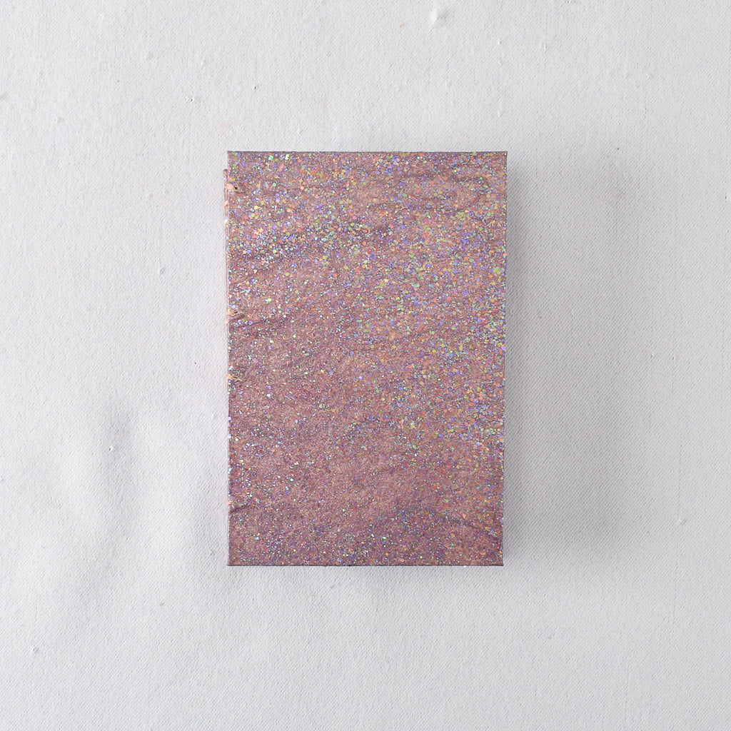 Pocket Handmade Journal with Pink Glitter Cover