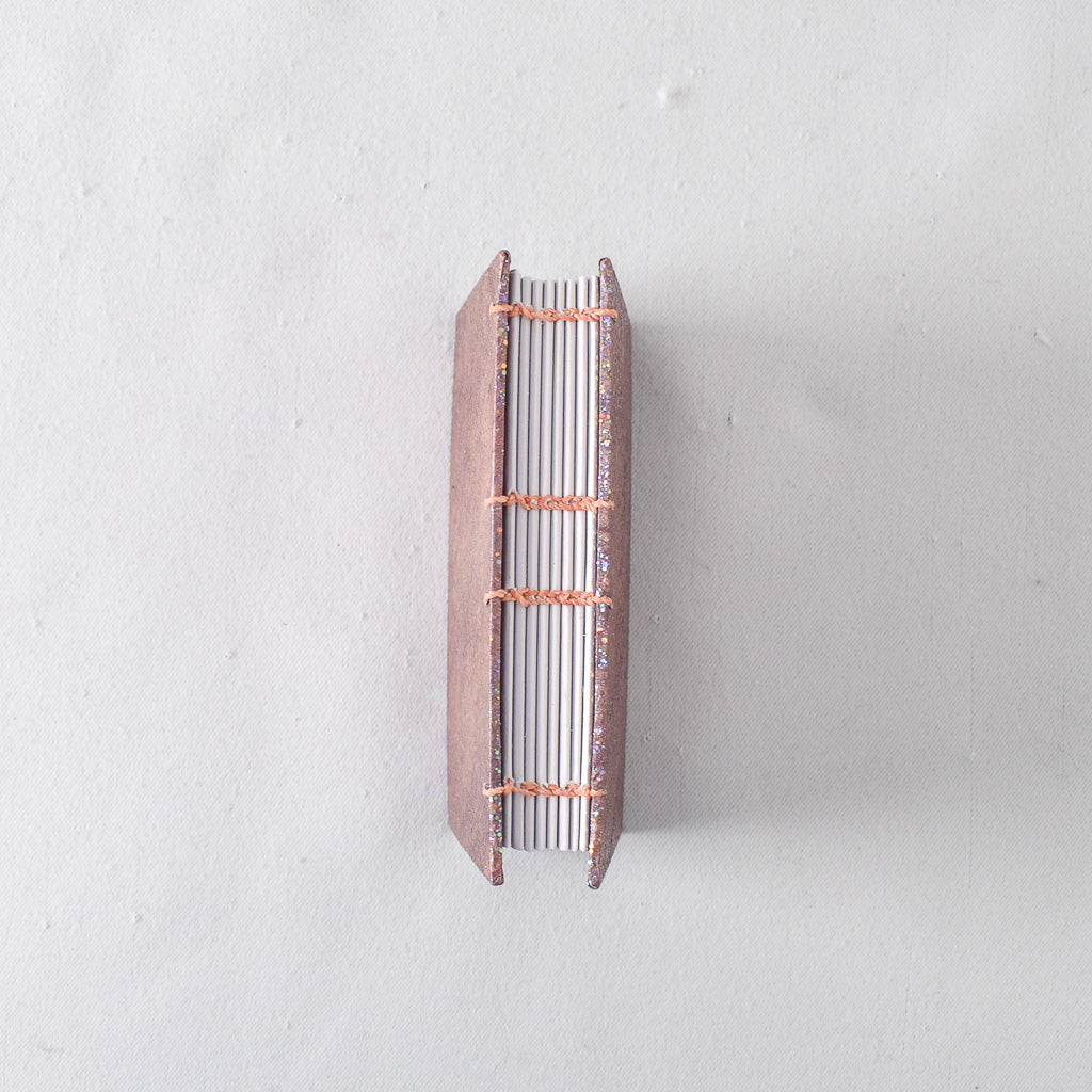 Pocket Handmade Journal with Pink Glitter Cover