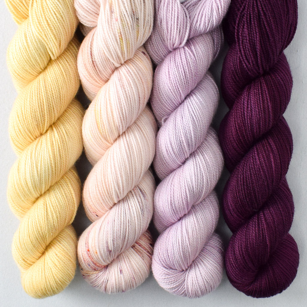 Pleione, Tea Time Frenzy, Wheaten, Wolfsbane - Miss Babs Yummy 2-Ply Quartet