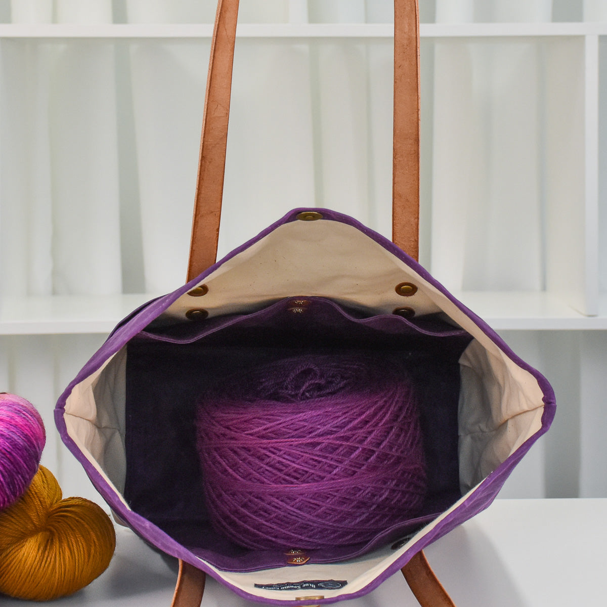 Purple Bag No. 3 with Caramel Leather - The Everywhere Bag