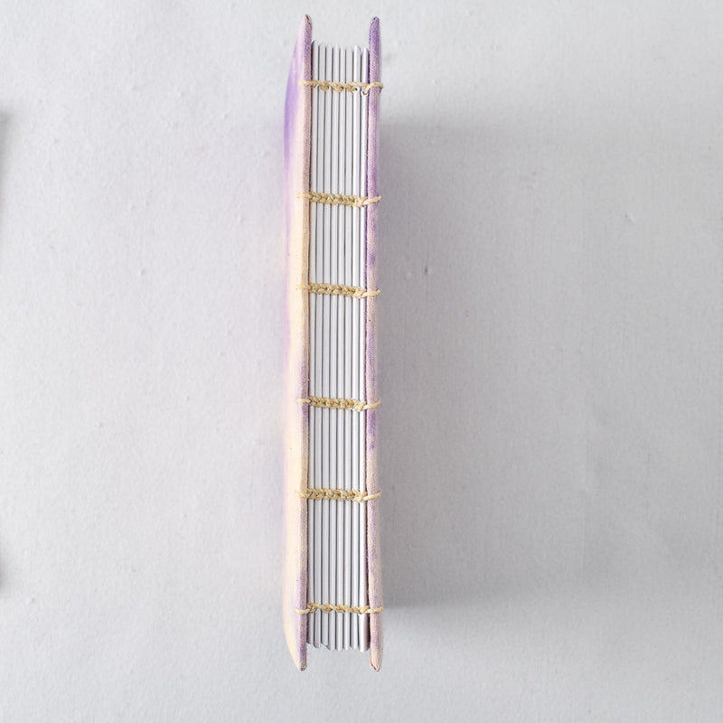 Medium Handmade Journal with Purple and Beige Hand Dyed Cover
