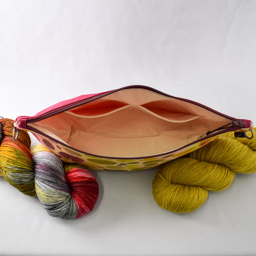 Raspberry with Warm Bubbles Bag No. 5 - The Large Zip Project Bag