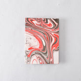 Small Handmade Journal with Red and Black Marbled Cover