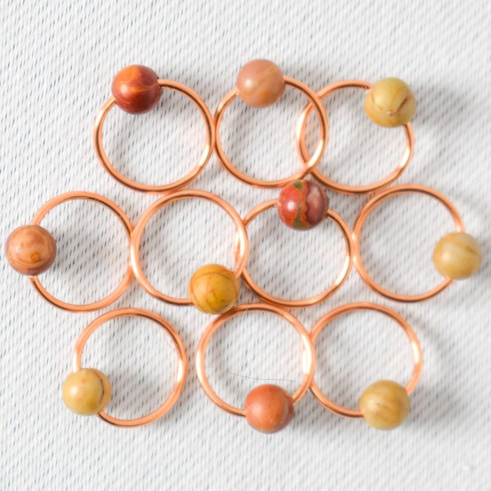 Red Creek Jasper Stitch Markers - Miss Babs Stitch Markers