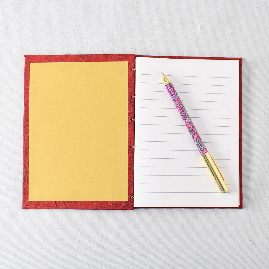 Medium Handmade Journal with Red Textured Cover
