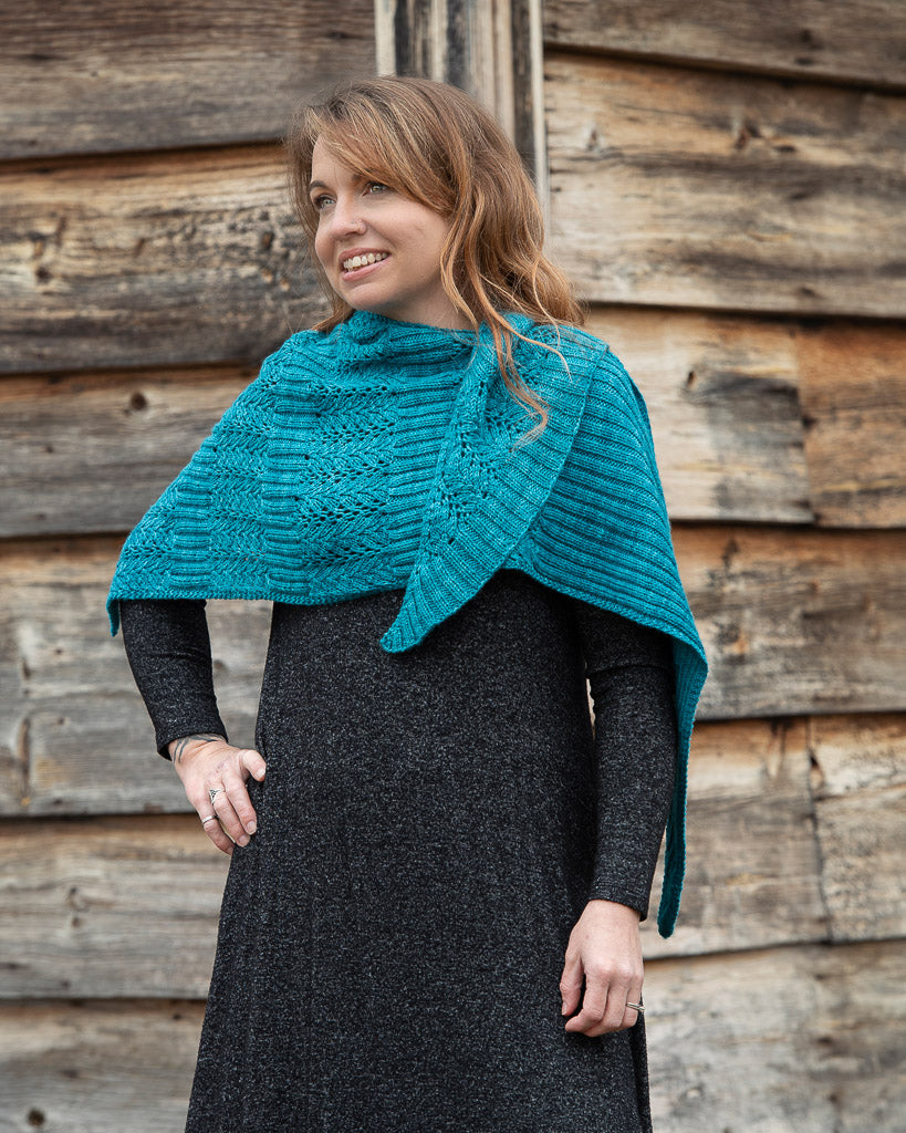 Rib and Lace Shawl - Handmade Sample Garment