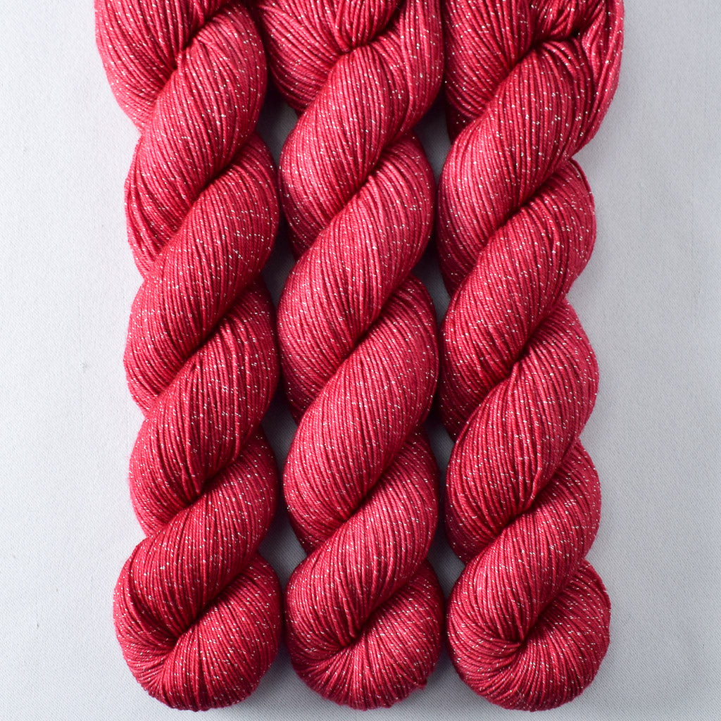 Ruby Spinel - Miss Babs Estrellita fingering weight superwash merino and Lurex yarn