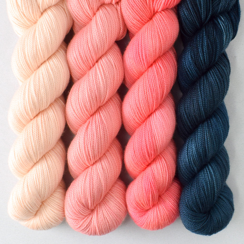 Sea Dragon, Rhodochrosite, Dahlia, Half Past Midnight - Miss Babs Yummy 2-Ply Quartet