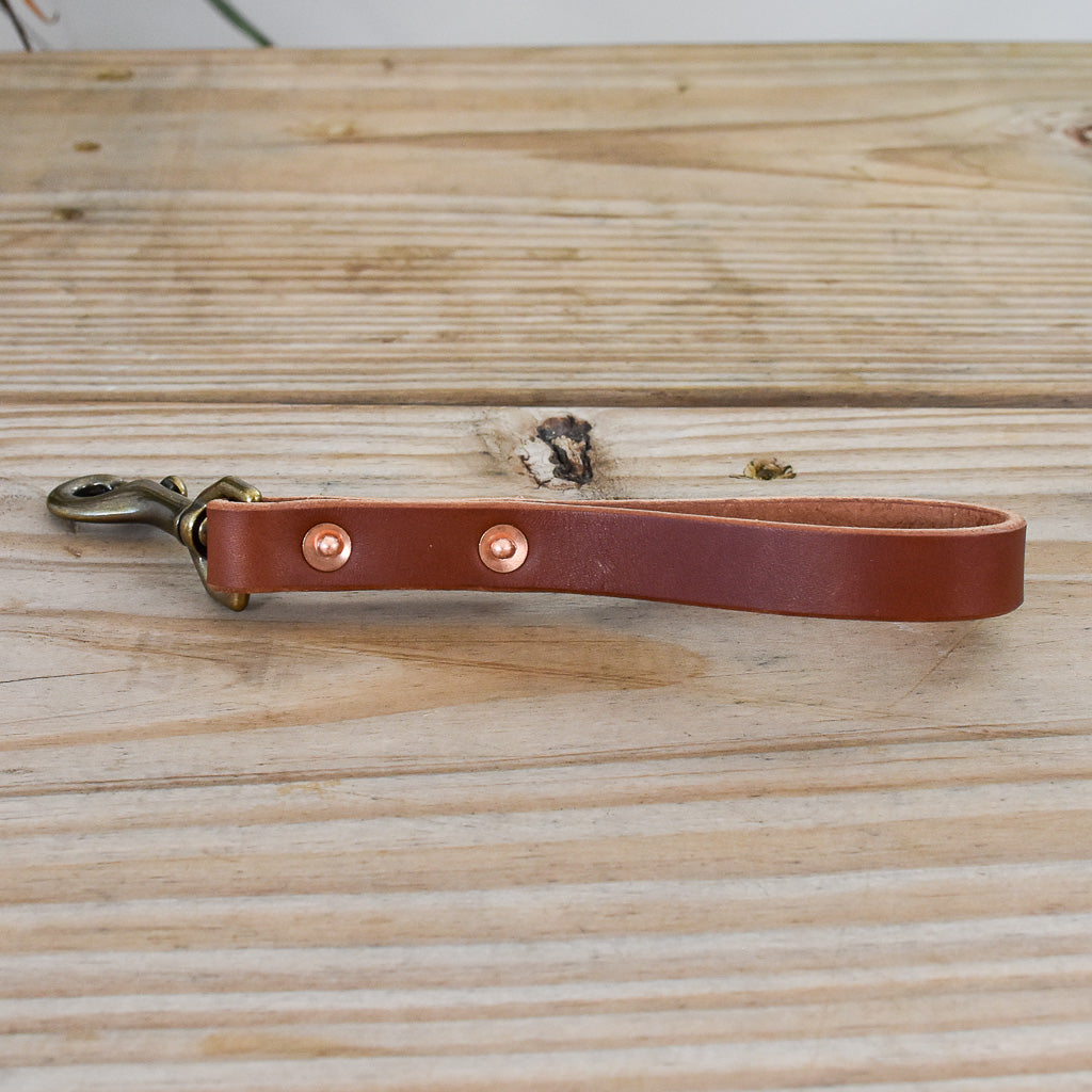 Brown Leather & Antique Brass Handles for Large Zip Project Bag