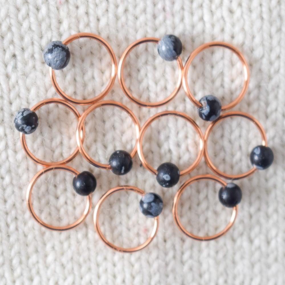 Snowflake Obsidian Stitch Markers