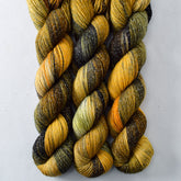 Fiery Cauldron - Miss Babs Estrellita fingering weight superwash merino and Lurex yarn