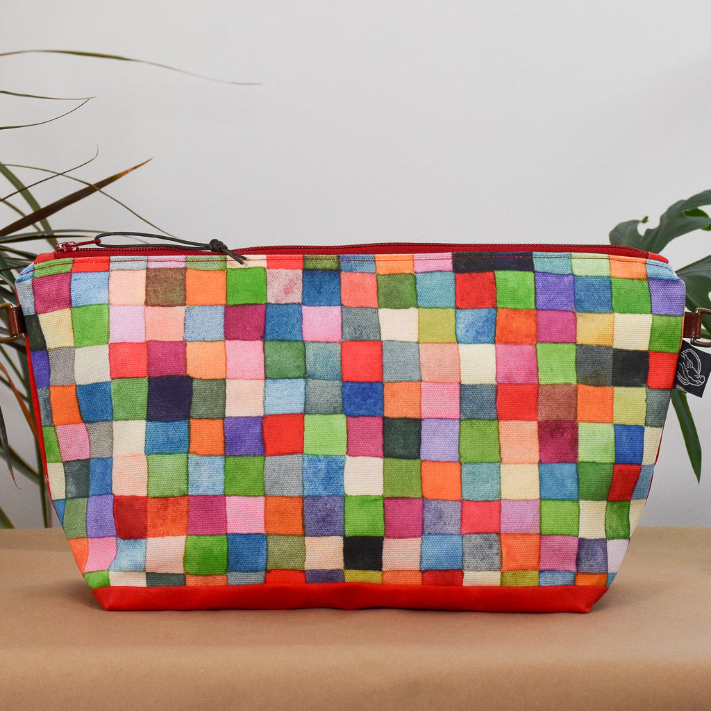 Tomato with Squares Bag No. 5 - The Large Zip Project Bag