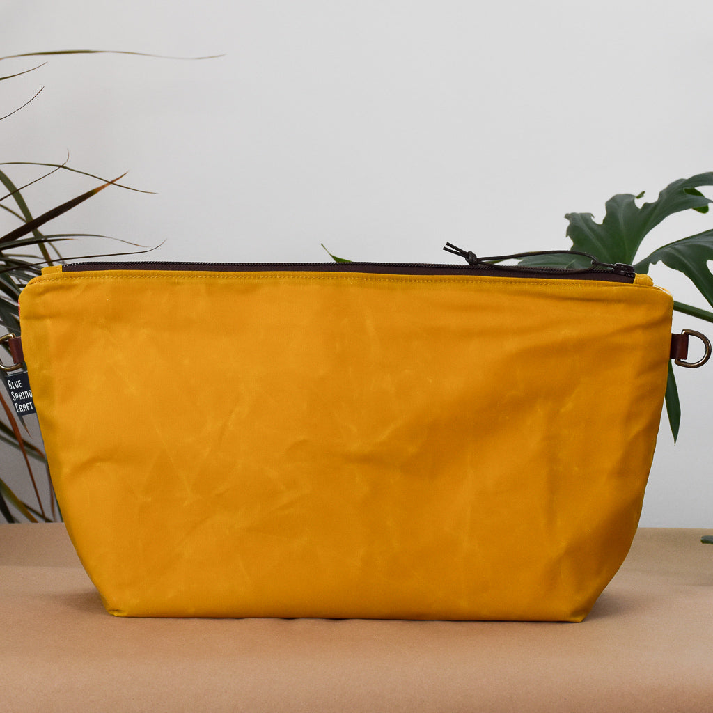 Honey Yellow with Sweetgum Leaves Bag No. 5 - The Large Zip Project Bag