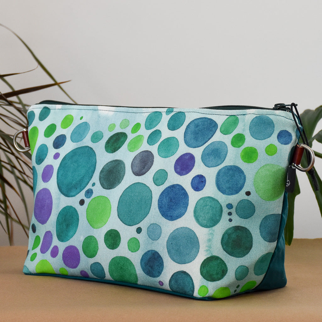 Teal with Teal Bubbles Bag No. 5 - The Large Zip Project Bag