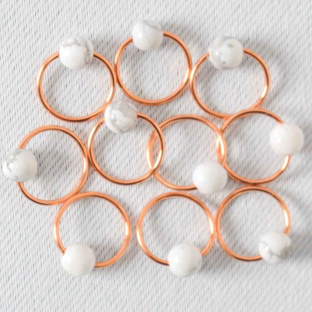 White Howlite Stitch Markers - Miss Babs Stitch Markers